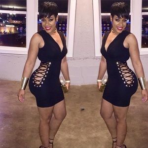 Sexy Lace Up Black Dress S,M,L available